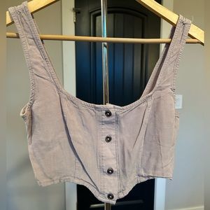 Button Tan Cropped Tank Size Small